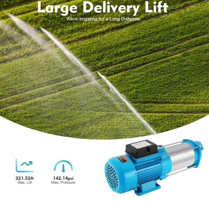 Bomba centrífuga de aço inoxidável de 1300 W, bomba de água para jardim, pressão máxima: 9,8 bar, controlo doméstico da bomba de água, 4000 L/h