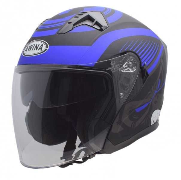KASK Otwarty Motocyklowy BLUE MATT Skuter Chopper ECER 22.06 + BLENDA