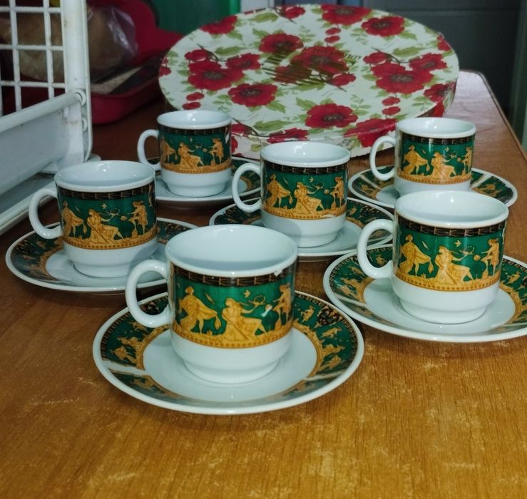 Вишуканий кавовий сервіз у грецькому стилі (6 персон)