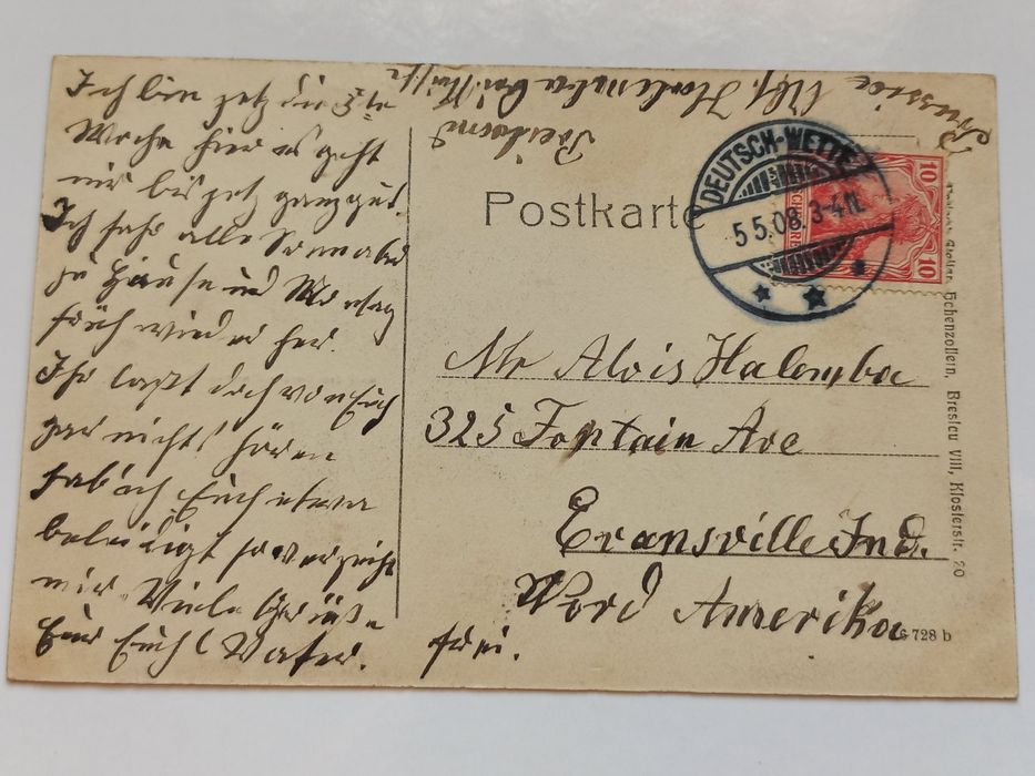 Przełęk (Preiland)- powiat Nysa - stara pocztówka z 1908 r.- dywany