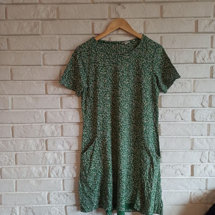 FAT Face 38 modal bawełna sukienka zielona łączka kwiatuszki