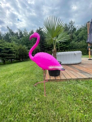 flaming ogrodowy stojący figurka ogrodowa ptak