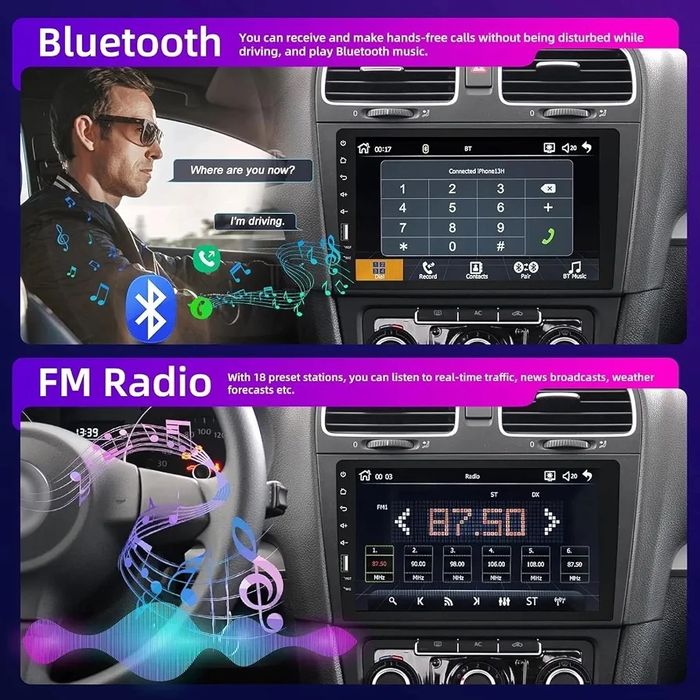 9-дюймова 1-DIN стереосистема, бездротовий CarPlay та Android Auto, Mirror Link, FM/RDS радіо, Bluetooth, керування на кермі, камеразаднього виду