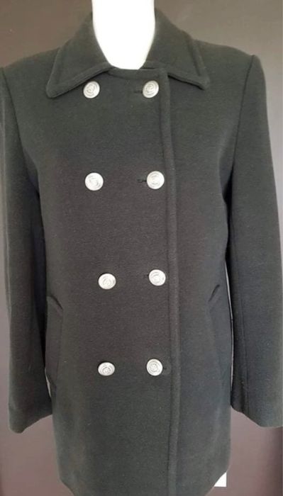 Płaszcz wełniany wełna 100% dwurzędowy grafitowy krótki