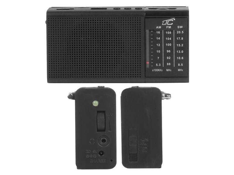 Radio przenośne LTC REGA USB/SD/AUX mini latarka LED akumuator BL-5C czarne