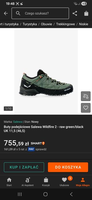 Buty podejściowe Salewa Wildfire 2 - raw green/black UK 11,5 (46,5) jak nowe wkładka 30,50