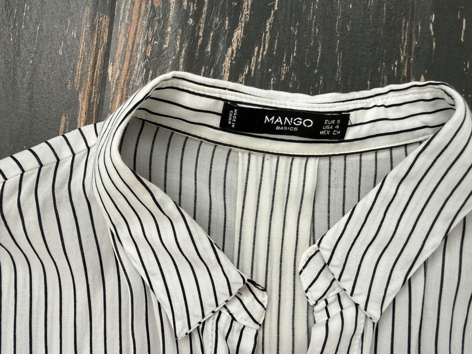 Mango рубашка трикотажная вискоза с удлиненной спиной в тонкую полоску р S