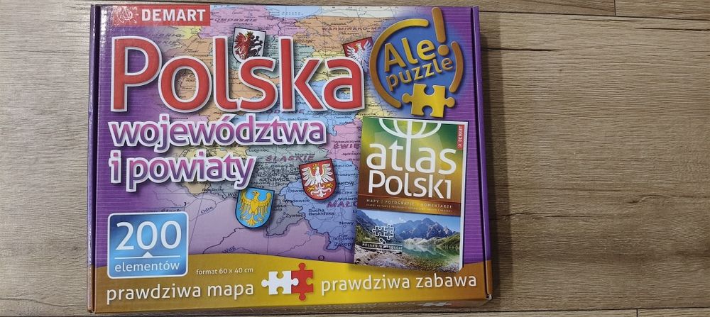 Układanka plus atlas Polski Polska województwa i powiaty DEMART