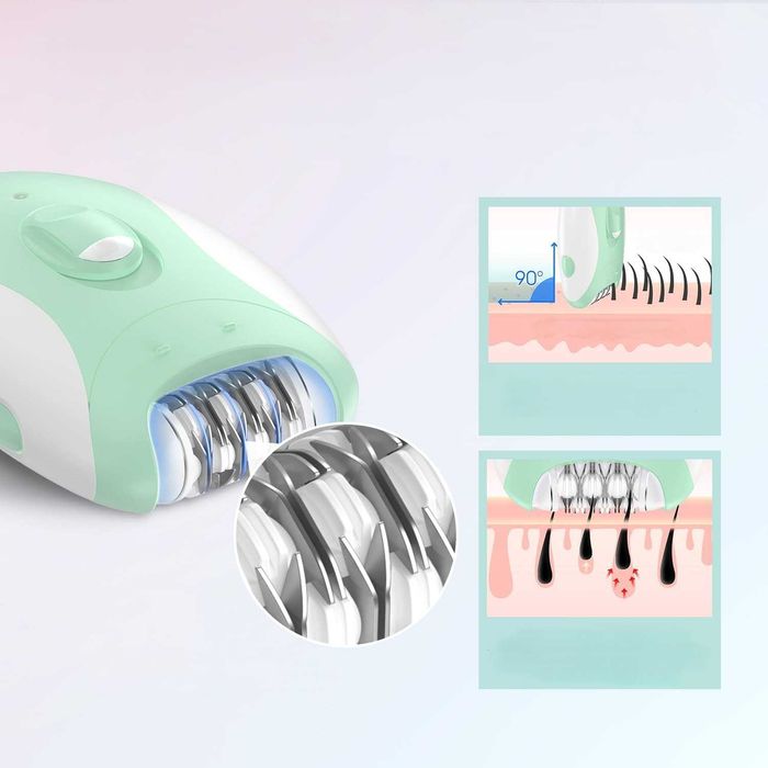 Depilator 4w1 Damski VOGOE Golarka Masażer Tarka USB Zielony