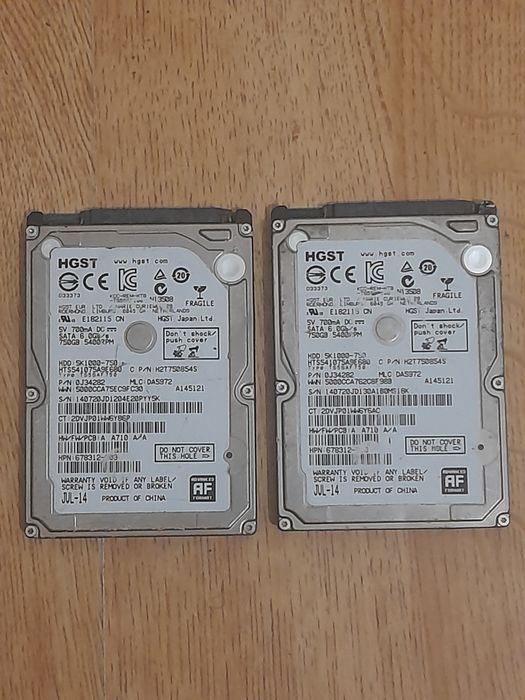 2× HDD HGST 750GB SATA III 6.0Gb/s 2.5’’ Portátil