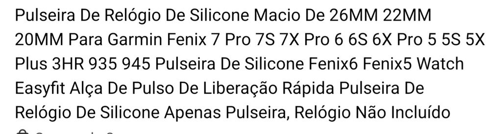 Bracelete de silicone para relógio garmin