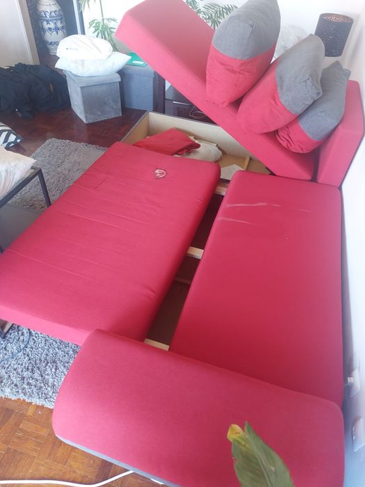 Sofá cama com chaise longue reversível