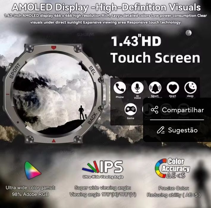 Relógio GPS  desporto