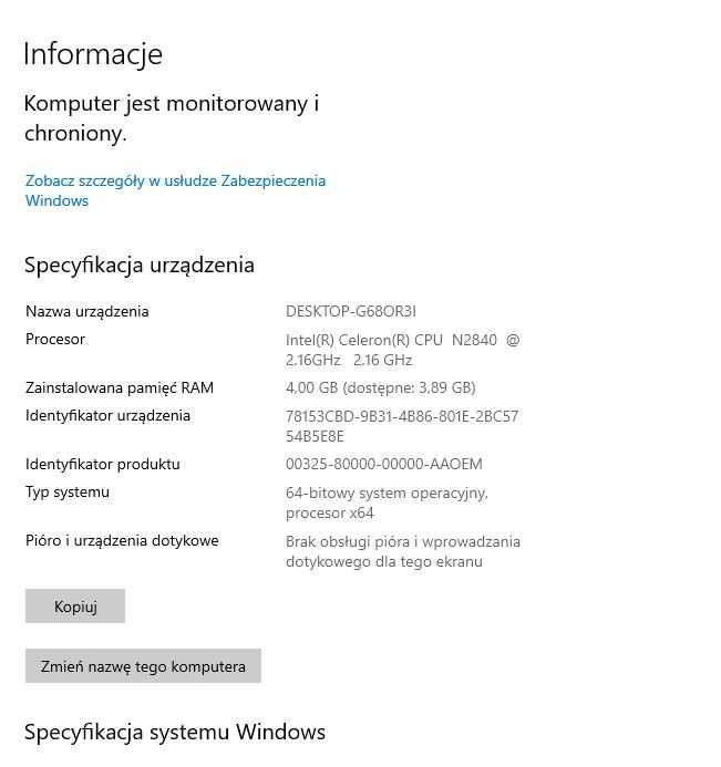 Lenovo Intel Celeron model g50-30 pakiet Office