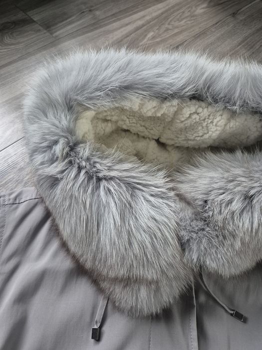 Szara parka/kurtka M  z kapturem FAN LEATHER