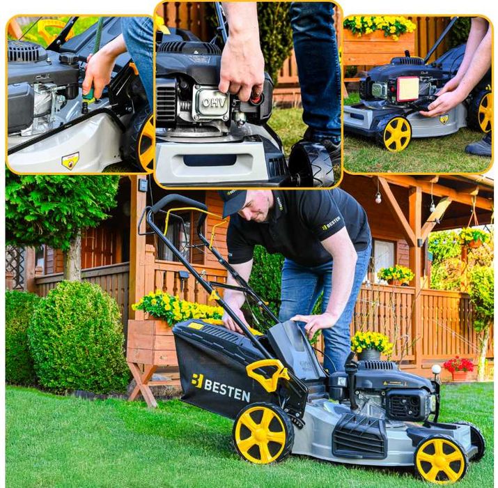 Бензинова газонокосарка з приводом, 62 л, 2 ножі, 51 см, 196 см³