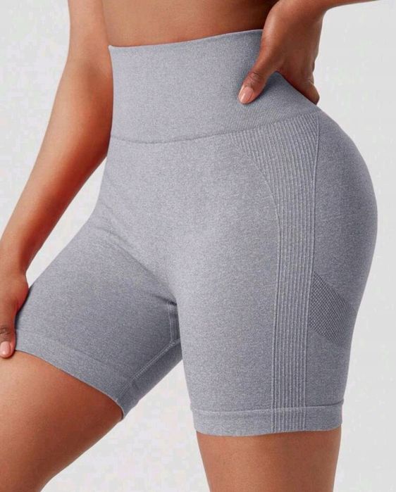 KOLARKI damskie leginsy krótkie wysoki stan SZARE S