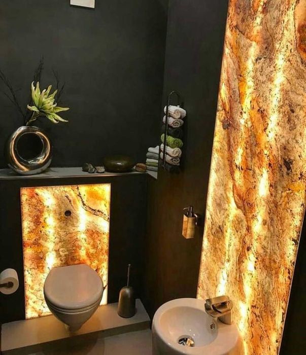 naturalny KAMIEŃ żywica transparentna LAMPA ściana TV efektowny LUXURY