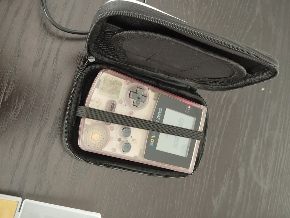 Conjunto Gameboy Color Atomic Purple 7 jogos Pokémon cabo link carregador USB e bolsa de proteção