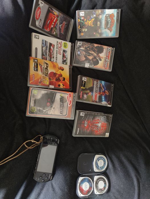 PSP + 12 Jogos (Ratchet & Clank, PES, Spider-Man) – Lote