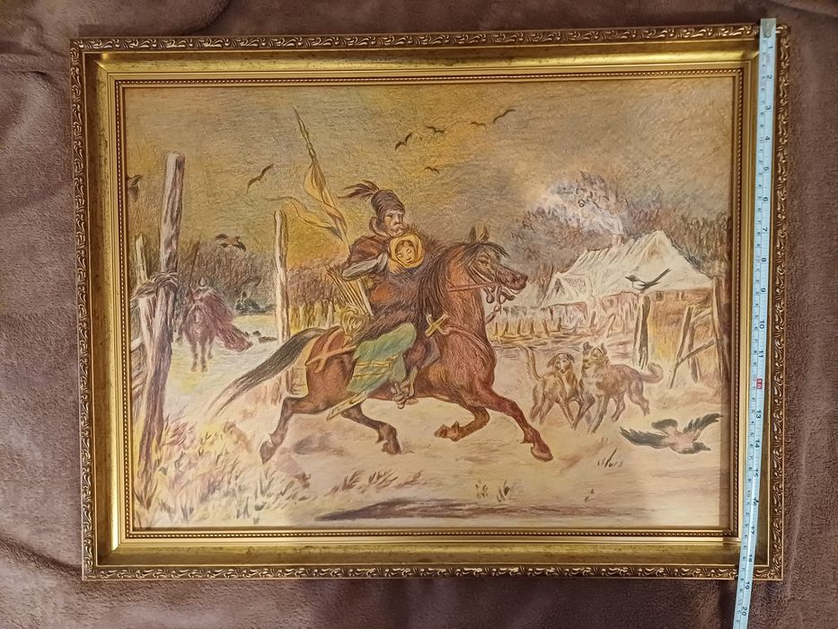 Obraz jeździec na koniu 48x62