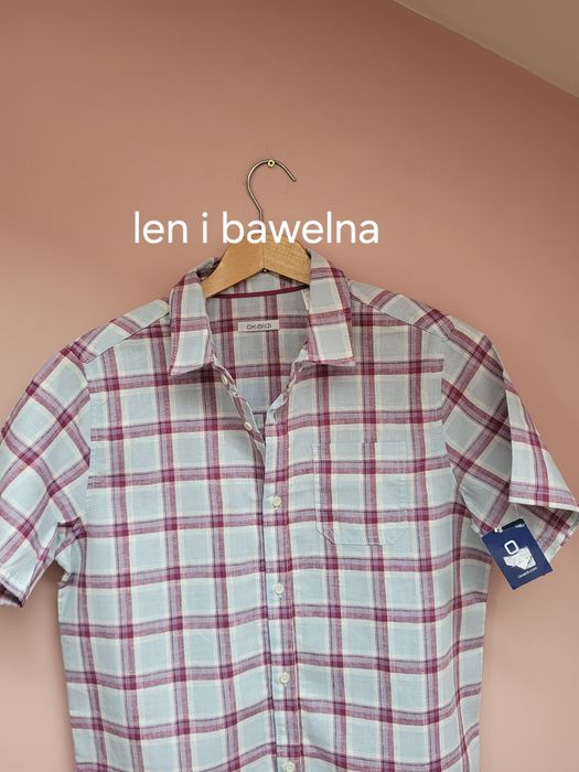 Nowa lniana koszula S M L pastelowa