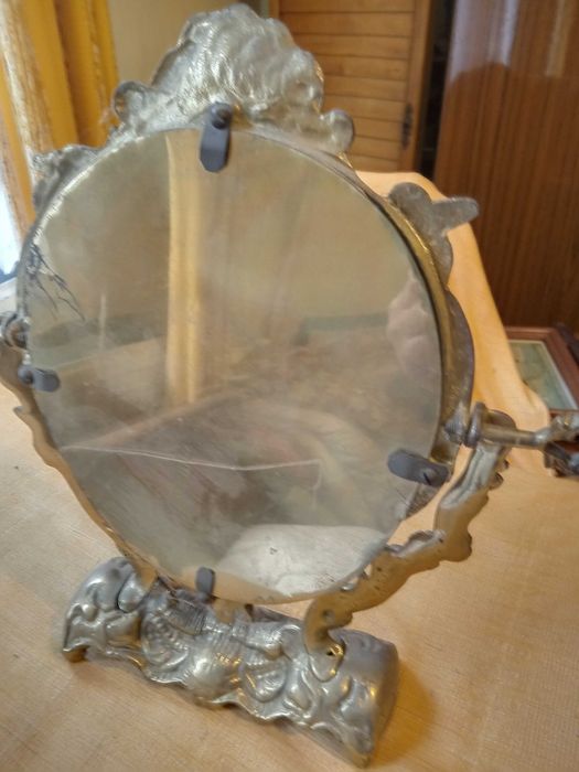 Lustro mosiężne toaletowe uchylne mosiądz antyczny