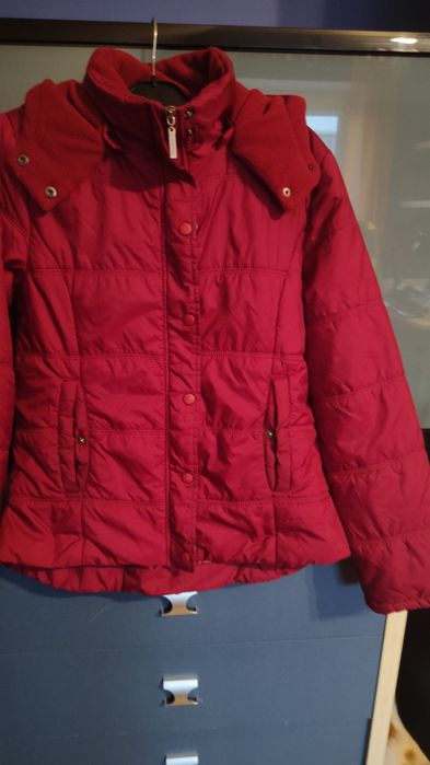 Kurtka 38/40 bordowa jesienna z kapturem