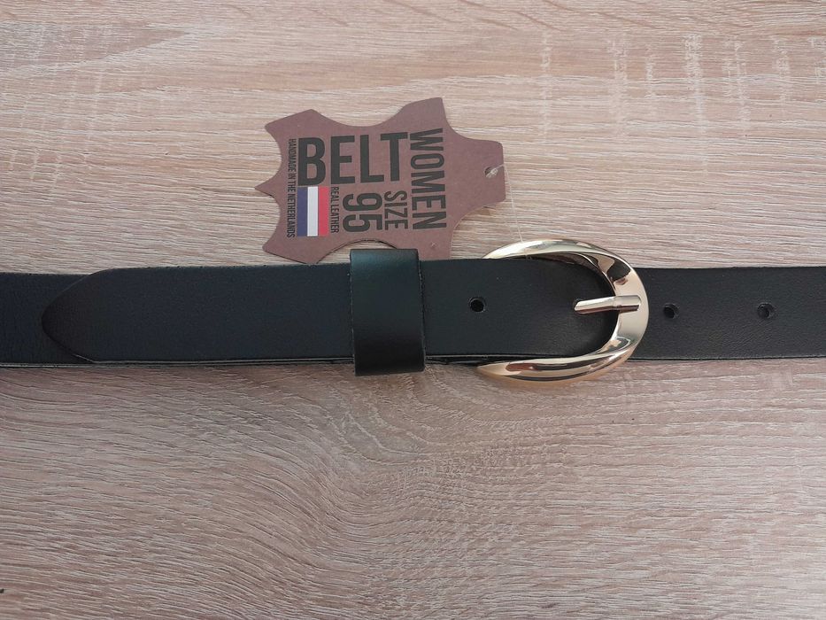 Nowy pasek damski z Holandii/ Fancy Style/czarny/95 cm/ klamra złota