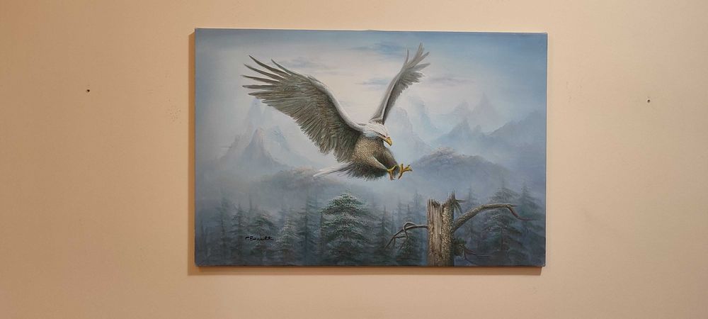 Duży obraz olejny, orzeł