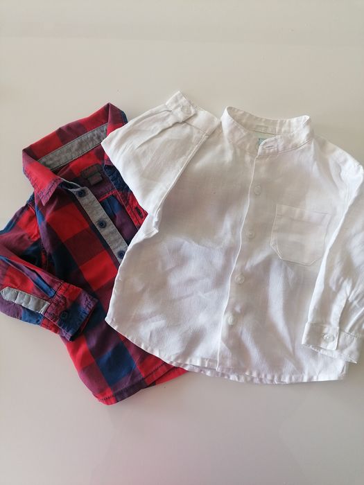 2 szt koszule biała i w kratkę Monsoon esprit 6-9m