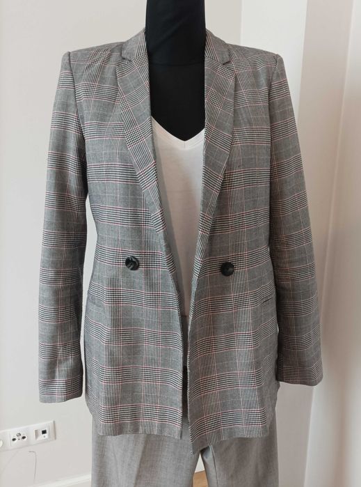 Świetna damska marynarka w kratę House M/ L kolor szary