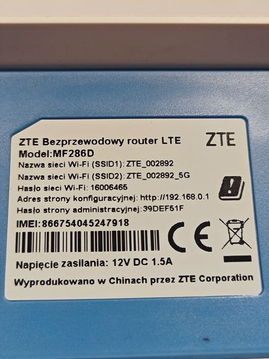 ZTE MF286D Router na kartę SIM 4G LTE+ 600Mbps