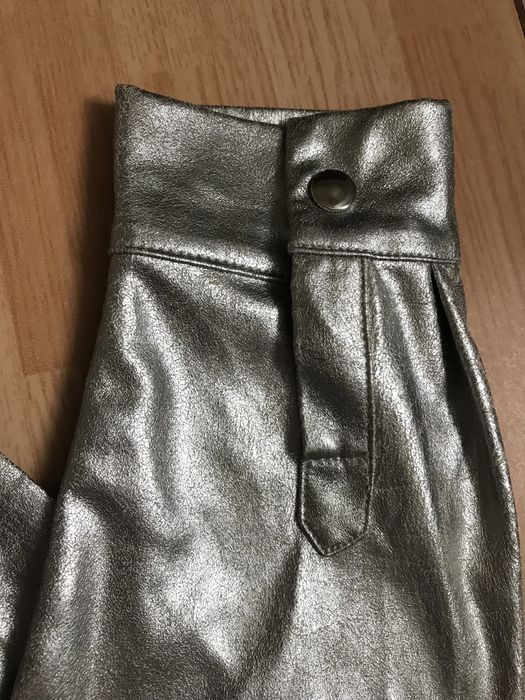 Брендова нова розм S наш 48 оверсайз штуч замша сорочка срібляста