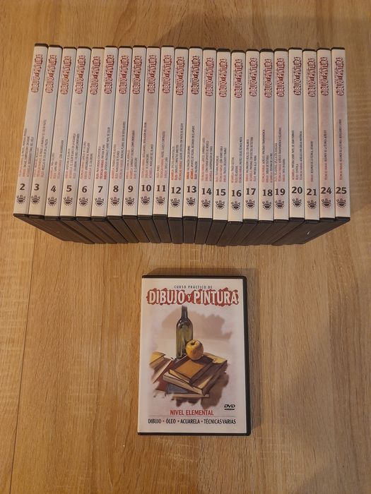 DVDs de curso de desenho e pintura + revistas, em espanhol