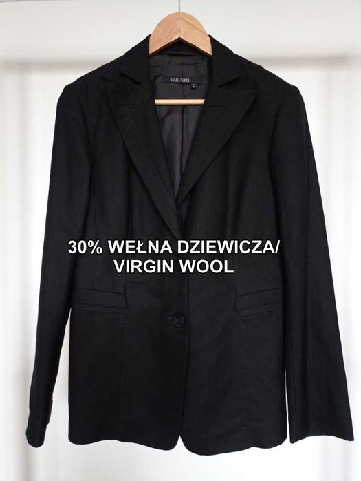 Czarna klasyczna marynarka Marc Aurel z wełną dziewiczą