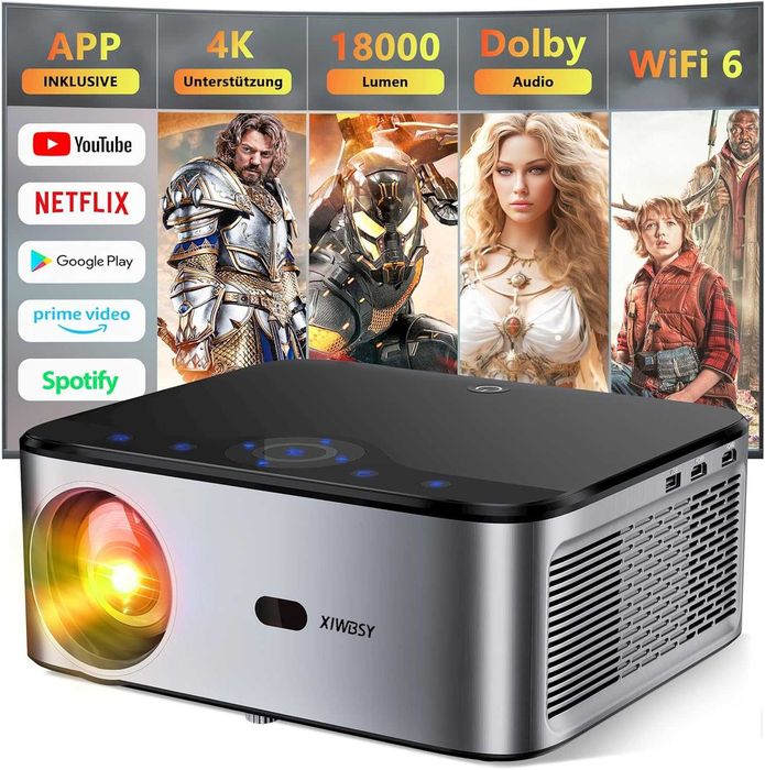 Projektor kina domowego 4K 18000l LED Full HD Android 9.0 5G WiFi Bluetooth