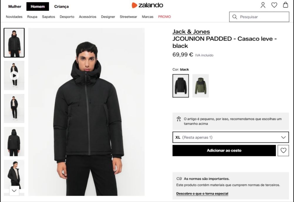 Casaco Novo Jack & Jones acolchoado