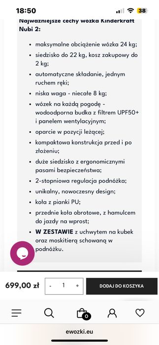 Wózek spacerowy Kinderkraft NUBI 2