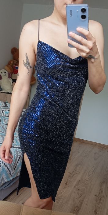 Cekinowa efektowna sukienka wieczorowa okazjonalna