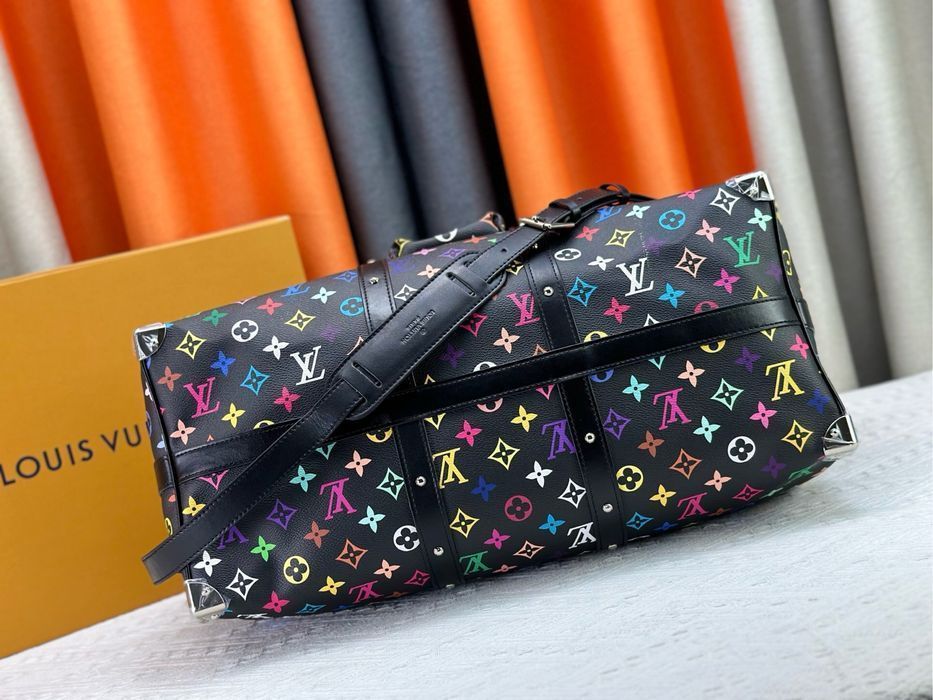 Louis Vuitton keepall 50cm мужская сумка унисекс черная оригинал кожа