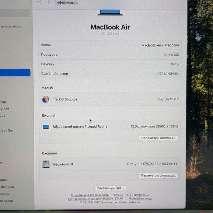 MacBook Air 13 2022(23) (M2/16gb/1TB ssd) Гарантія. 18805SV