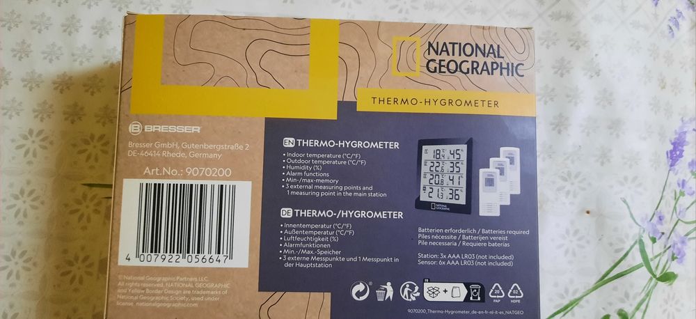 Termohigrómetro National Geographic com 3 sensores