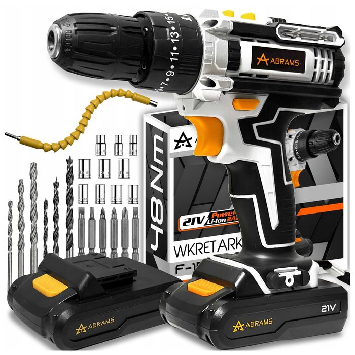 Wkrętarka akumulatorowa udarowa 21V 2x bateria 48Nm 1000W