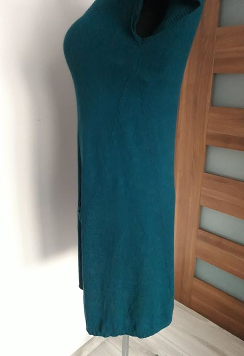 Sukienka świateczna sweterkowa zimowa morski zielony M 38