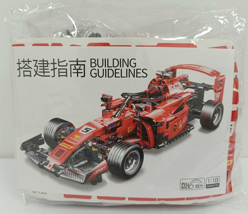 klocki konstrukcyjne Bolid Formuła 1 model Ferrari skala 1:18 455 el