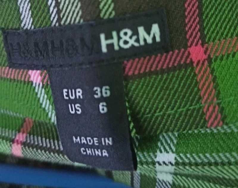 Krótka mini spódniczka w kratkę, 2 sztuki zielona czarna y2k h&m