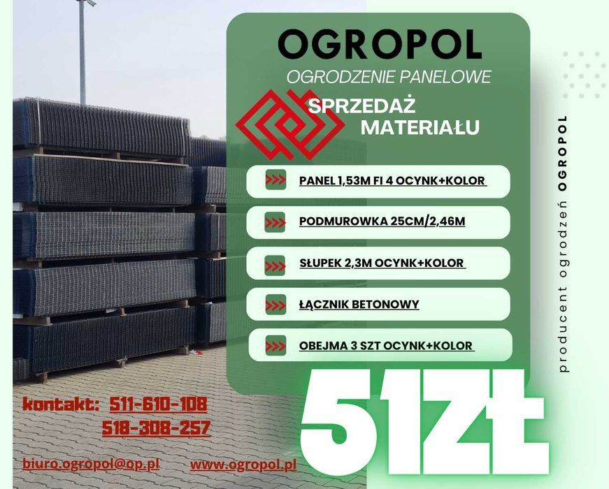 Ogrodzenia panelowe , panele ogrodzeniowe z podmurówka PROMOCJA !!!