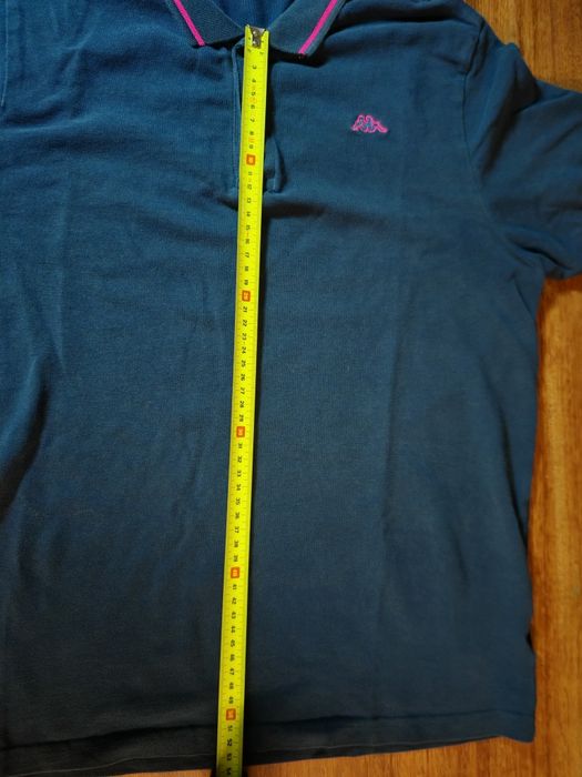 Polo Kappa azul Marinho com riscas fuscia