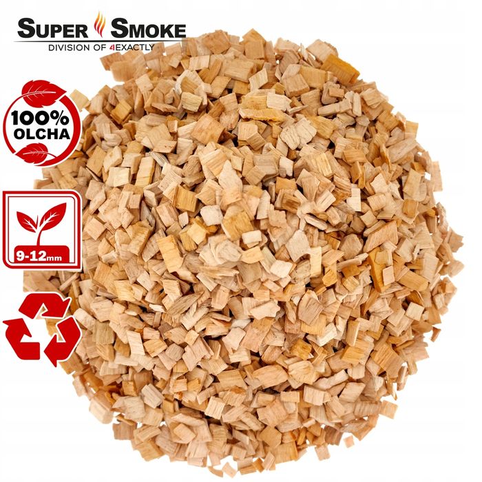 Zrębki Wędzarnicze Super Smoke OLCHA KL-10 (9-12mm) Large 6 Litrów